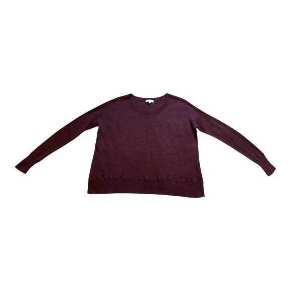 Community Sweater Ribbed With Cashmere Long Sleeves Burgundy Pullover Womens XS - Picture 1 of 12